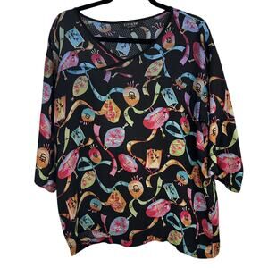Citron Women's Printed Top Medium Short Sleeve Lightweight Casual Blouse Shirt
